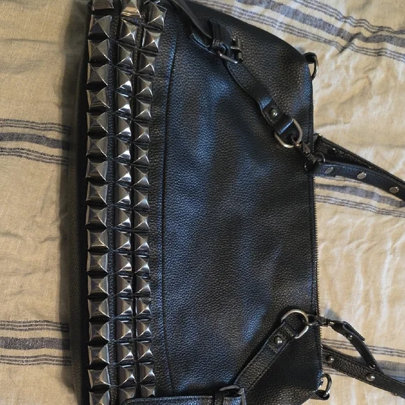 Black Studded Women's Shoulder Bag - Picture 9 of 9